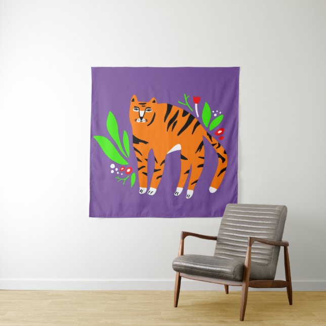 Tiger in flowers tapestry (In Situ)