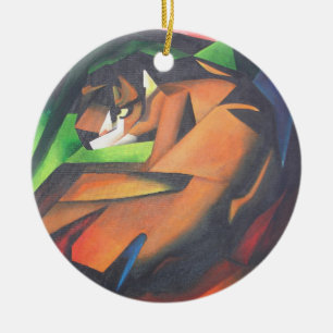 Tiger In Geometric Art Style Franz Marc Ceramic Tree Decoration