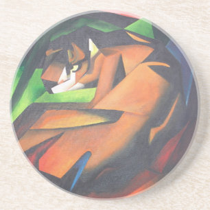 Tiger In Geometric Art Style Franz Marc Coaster