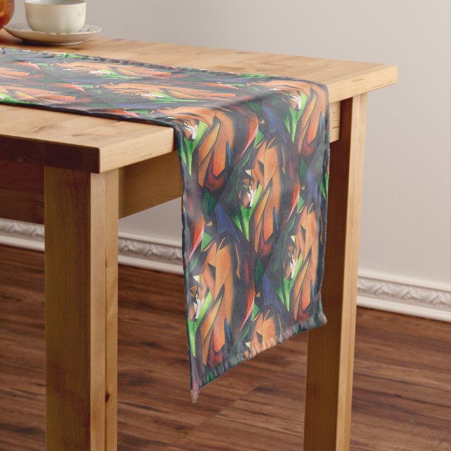 Tiger In Geometric Art Style Franz Marc Short Table Runner (In Situ)
