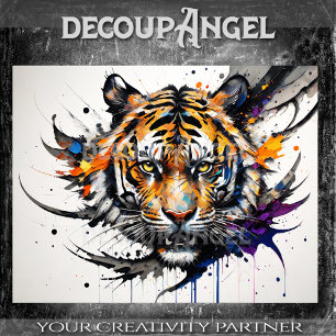 Tiger in Graffiti Art Decoupage Tissue Paper