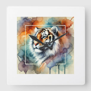 Tiger in Harmony with Nature 200824AREF136 - Water Square Wall Clock