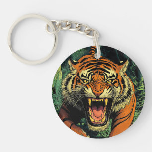 Tiger in jungle key ring
