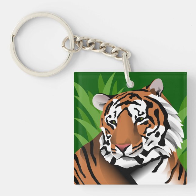 Tiger In Jungle Key Ring (Front)