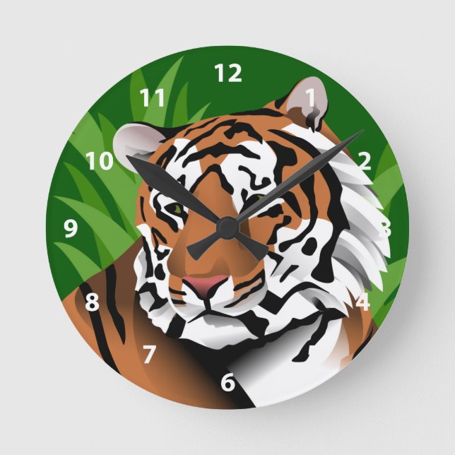 Tiger In Jungle Round Clock (Front)