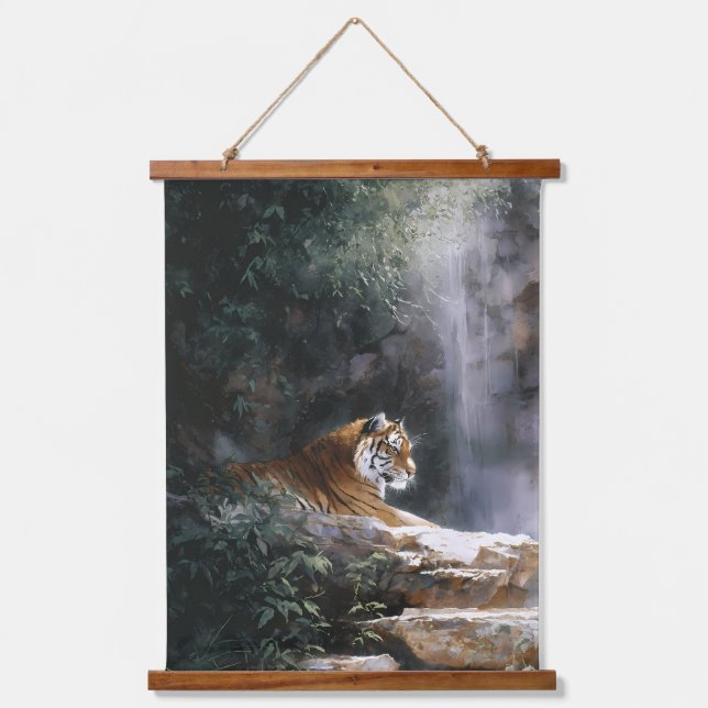 Tiger in Misty Waterfall Jungle Wall Art (Front)