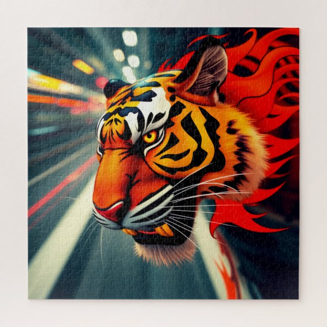 tiger in motion jigsaw puzzle (Vertical)