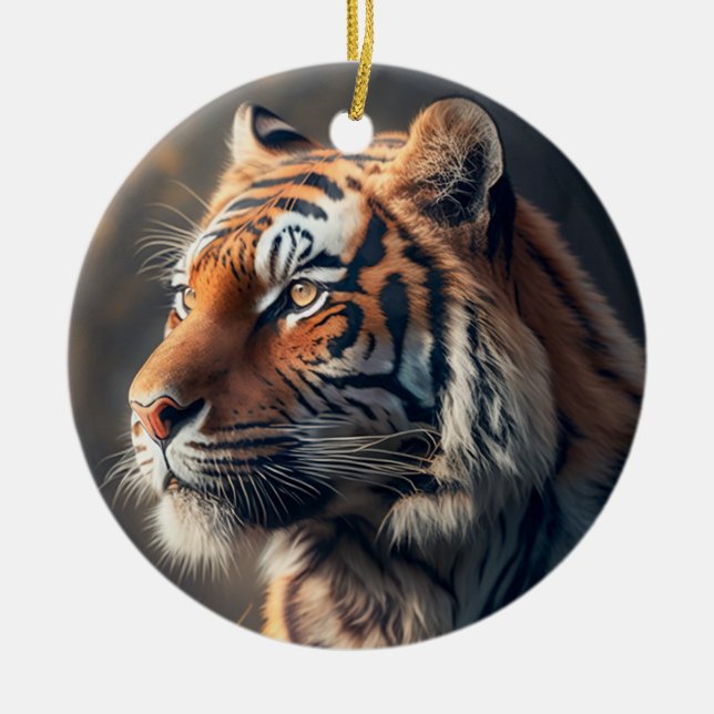 Tiger In Nature Ceramic Circle Ornament  (Front)