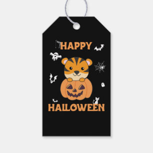 Tiger In Pumpkin Sweet Tiger Happy Halloween Gift Tags