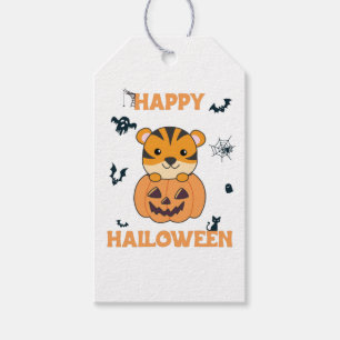 Tiger In Pumpkin Sweet Tiger Happy Halloween Gift Tags