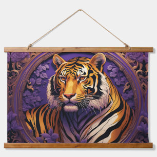 Tiger in purple hanging tapestry