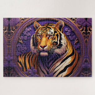 Tiger in purple jigsaw puzzle