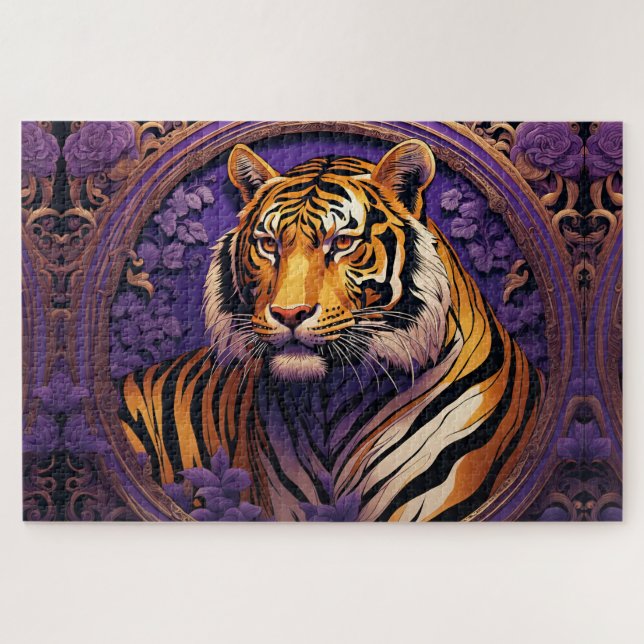 Tiger in purple jigsaw puzzle (Horizontal)