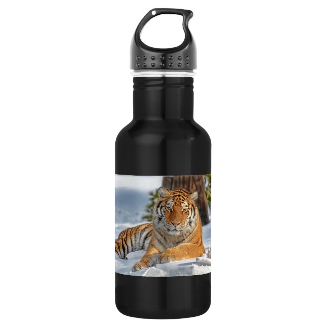 Tiger in Snow 532 Ml Water Bottle (Front)