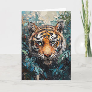 Tiger in the Jungle Portrait Painting Card