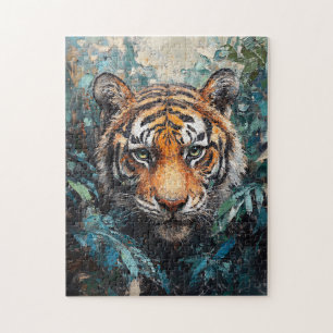 Tiger in the Jungle Portrait Painting Jigsaw Puzzle