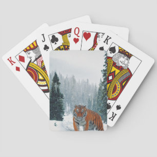 tiger in the snow playing cards