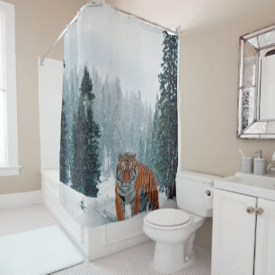tiger in the snow shower curtain