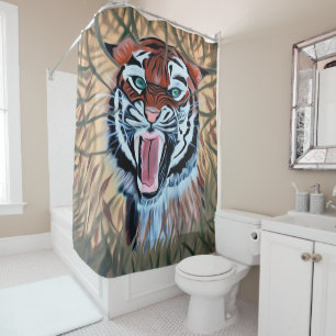 Tiger in waiting shower curtain
