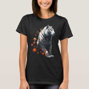 Tiger in White - Flower Art - Animal Art Tiger T-Shirt