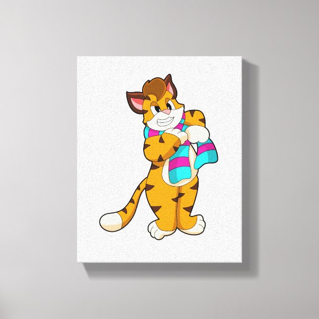 Tiger in Winter with Scarf Canvas Print (Front)