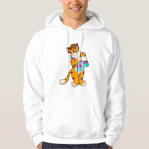 Tiger in Winter with Scarf Hoodie