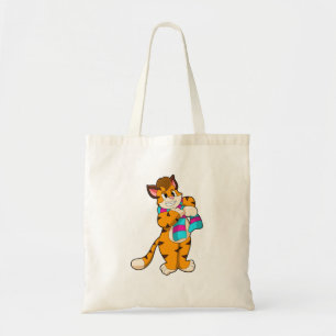 Tiger in Winter with Scarf Tote Bag