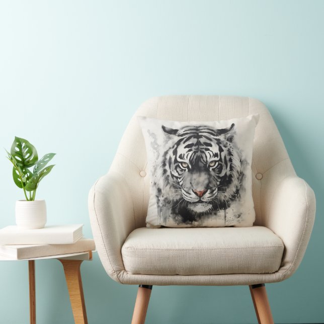 Tiger Ink Painting Cushion (Chair)