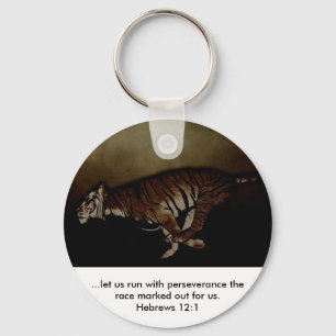 Tiger Inspirational Encouragment to Run the Race! Key Ring