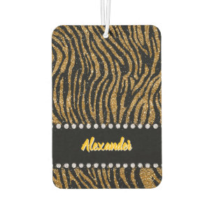 Tiger-inspired glittering animal print backdrop car air freshener