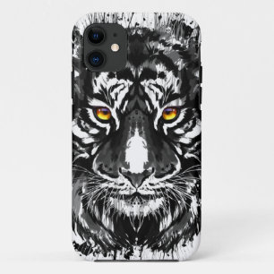 Tiger iPhone 11 Case Black and White Tiger