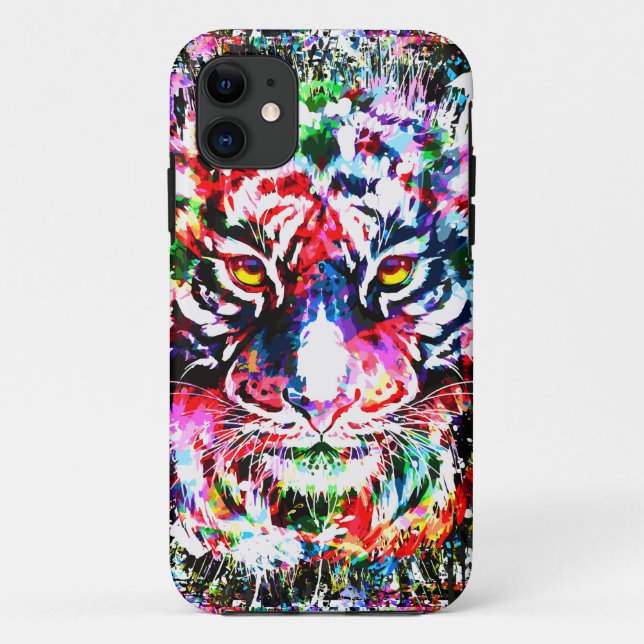 Tiger iPhone 11 Case | Colourful | Abstract Art (Back)