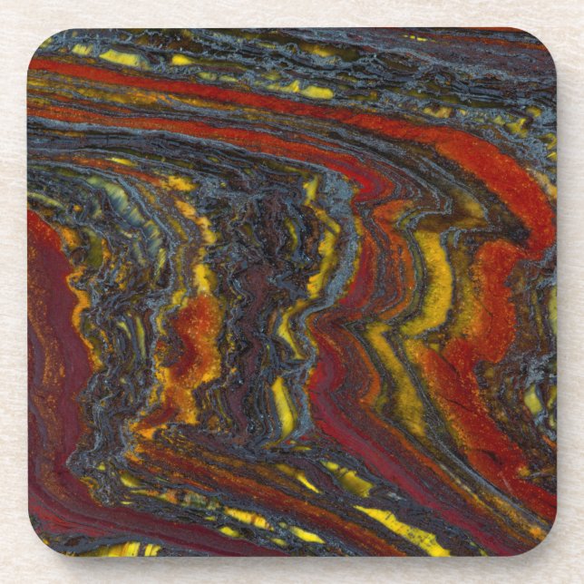 Tiger Iron In Red, Yellow, Blue Coaster (Front)