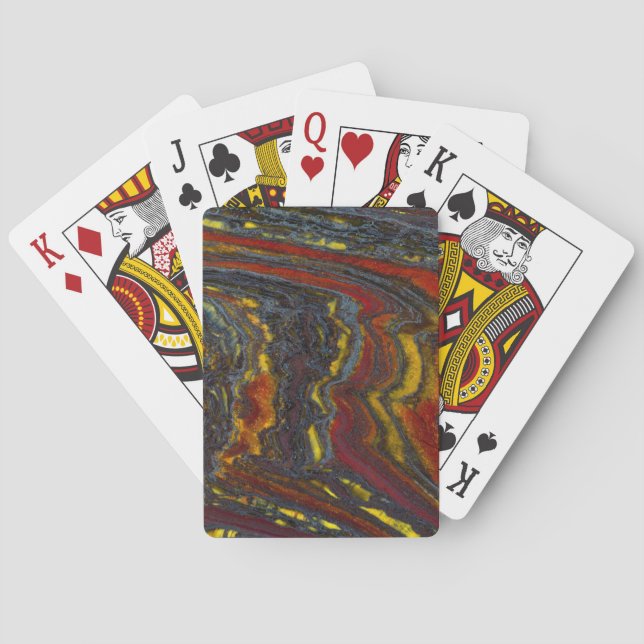 Tiger Iron In Red, Yellow, Blue Playing Cards (Back)