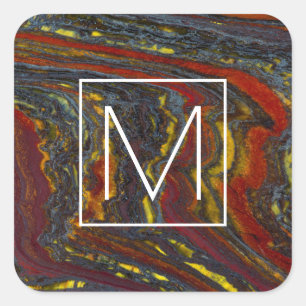 Tiger Iron In Red, Yellow, Blue Square Sticker