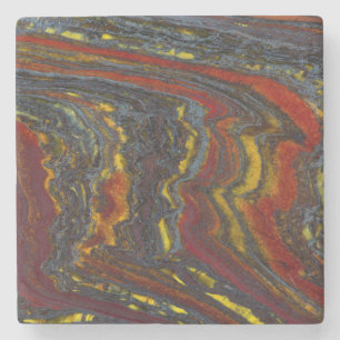 Tiger Iron In Red, Yellow, Blue Stone Coaster
