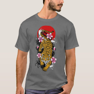 Tiger Japanese Japan Flag Cherry Blossom Sakura To T-Shirt