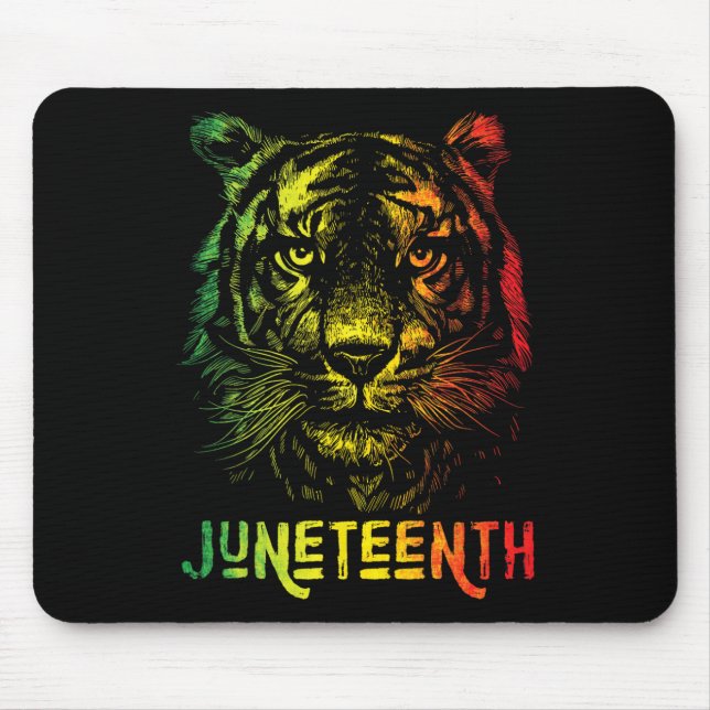 Tiger Juneteenth Cool Black History African Americ Mouse Mat (Front)