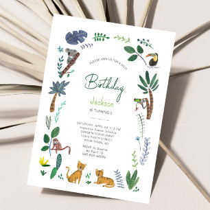 Tiger Jungle Animal Birthday Invitation