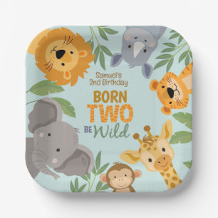 Tiger Jungle Animal Second Birthday decor Paper Plate