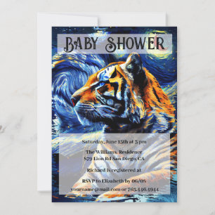 Tiger Jungle Animal & Starry Night Baby Shower     Invitation