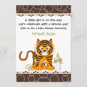 Tiger Jungle Baby Shower Invitation for Girls