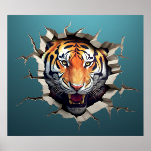 Tiger Jungle Breaking Out Print Poster Artwork