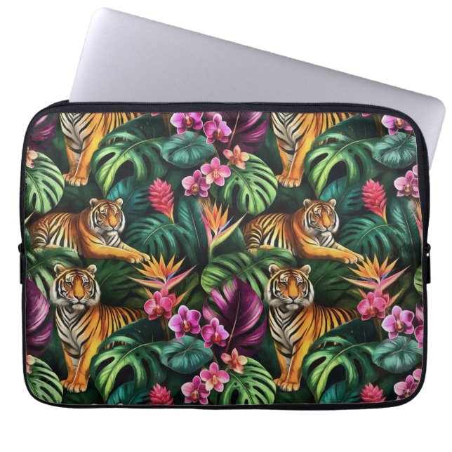 Tiger Jungle Dreams Seamless Surface Pattern Laptop Sleeve (Front)