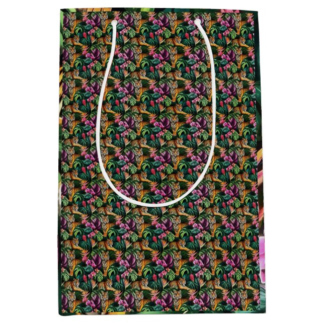 Tiger Jungle Dreams Seamless Surface Pattern Medium Gift Bag (Front)