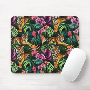 Tiger Jungle Dreams Seamless Surface Pattern Mouse Mat
