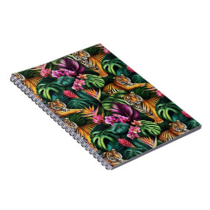 Tiger Jungle Dreams Seamless Surface Pattern Notebook