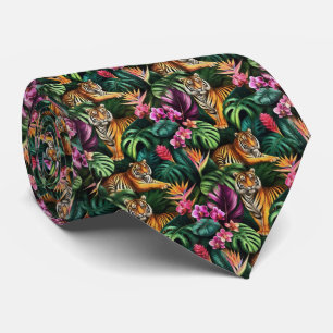 Tiger Jungle Dreams Seamless Surface Pattern Tie