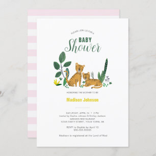 Tiger Jungle Girl Animal   Baby Shower Card