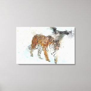 Tiger Jungle Watercolor Canvas Print